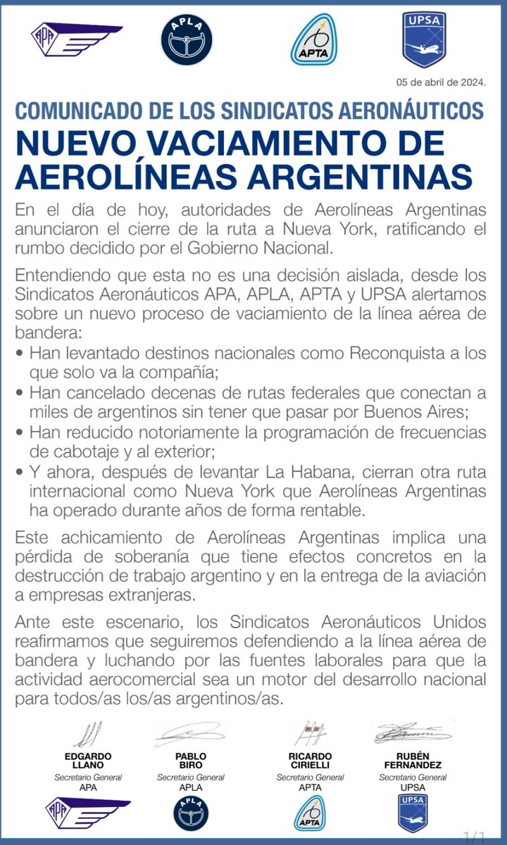 APAERONAUTICOS's tweet photo. @aplapilotos @UPSA_Oficial @AptaOficial 
#AerolíneasNoSeVende
#SeDefiende https://t.co/fJsG57BnxH