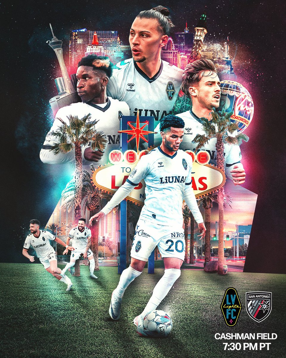 Back in the City of 𝐋𝐈𝐆𝐇𝐓𝐒. ⚡️ 🆚 @SanAntonioFC 🕢 7:30pm PT 🏟️ Cashman Field 🎟️ happsnow.com/team/Las-Vegas… #LVvSA