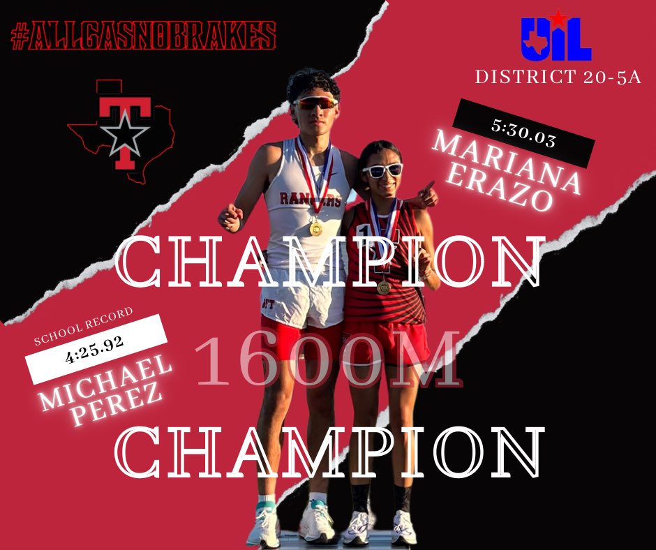 First time in Ranger history we have both Boys &amp; Girls District Champions in the 1600m! 

#AllGasNoBrakes #RangerPride #WeBelieve #1stplace #WINNER