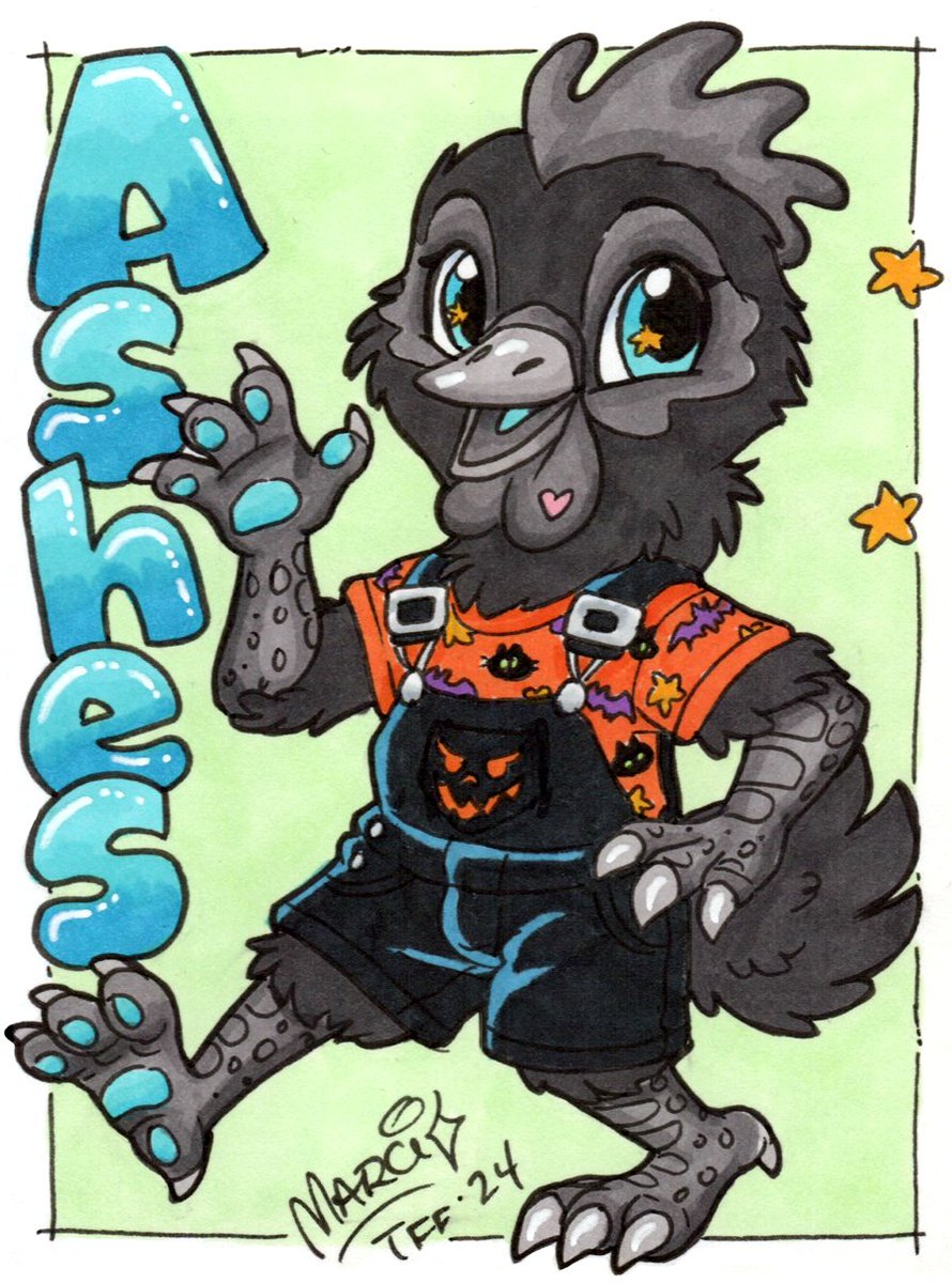 AshesTerrible's tweet image. I got my very first Marci badge at #TFF24 🥹🥹 I can't get over how much I love this thank you so much again @marcimcadam for the adorable commission 🥹🥹🥹 
#fursona #sona #furry #rooster
