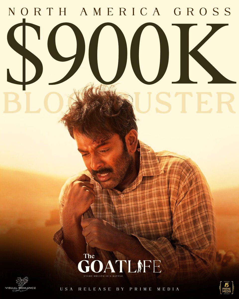 Inching closer to big milestone #Aadujeevitham #TheGoatLife It’s a unique experience to watch this masterpiece in theaters. Don’t miss it. #PrithvirajSukumaran #Blessy #AmalaPaul #ARRahman @haitianhero