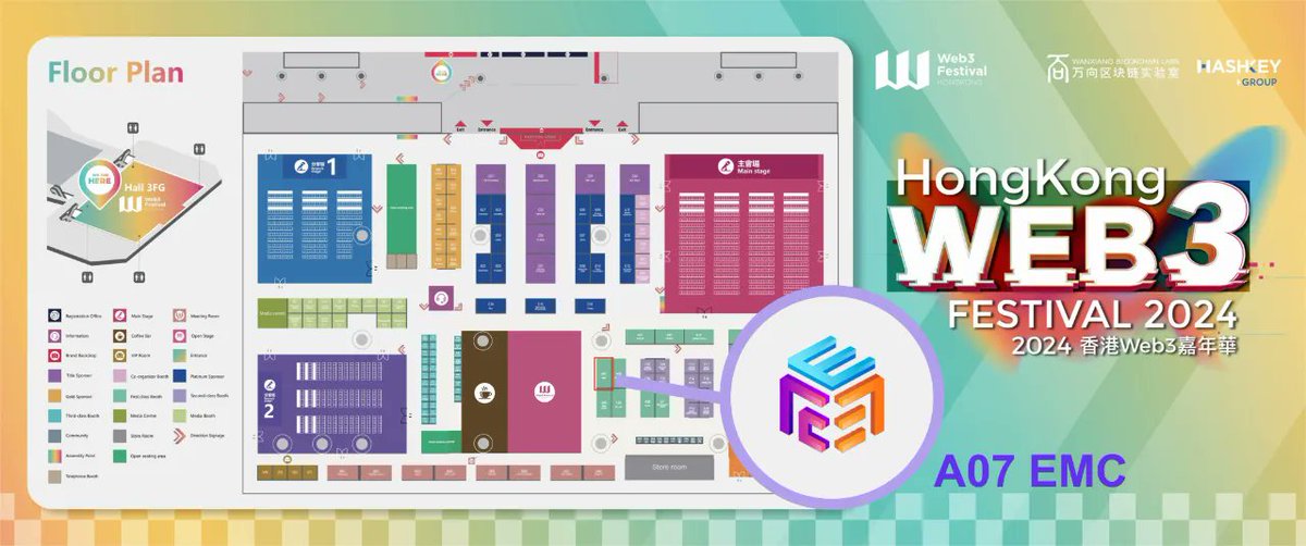 EMCprotocol's tweet image. Meet #EMC at HongKong #Web3 Festival 2024 Our booth is A07, right next to A09 BNB Chain!