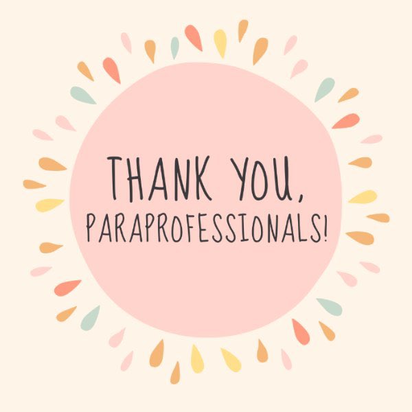 Today is Paraprofessional Appreciation Day and we have the best paras in the business! Thank you so much to all of our aides and to our amazing front office staff for all that they do. They are the backbone of our school. We are so grateful for each of them! #RangersLeadTheWay