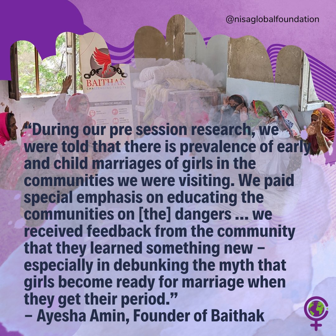 Why do we actively choose to work with women-led orgs working at a grassroots level? Because they know the lived realities of their communities. We provided a grant to @BaithakPak to hold menstrual hygiene management sessions in #Pakistan but their work far more involved.
