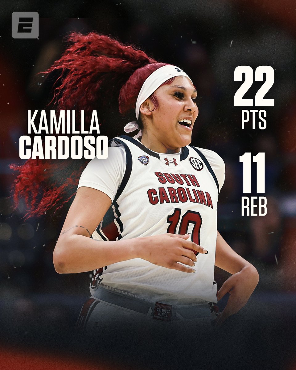 What a performance by Kamilla Cardoso to lead South Carolina to the national championship game‼️ The undefeated season stays alive 🙌