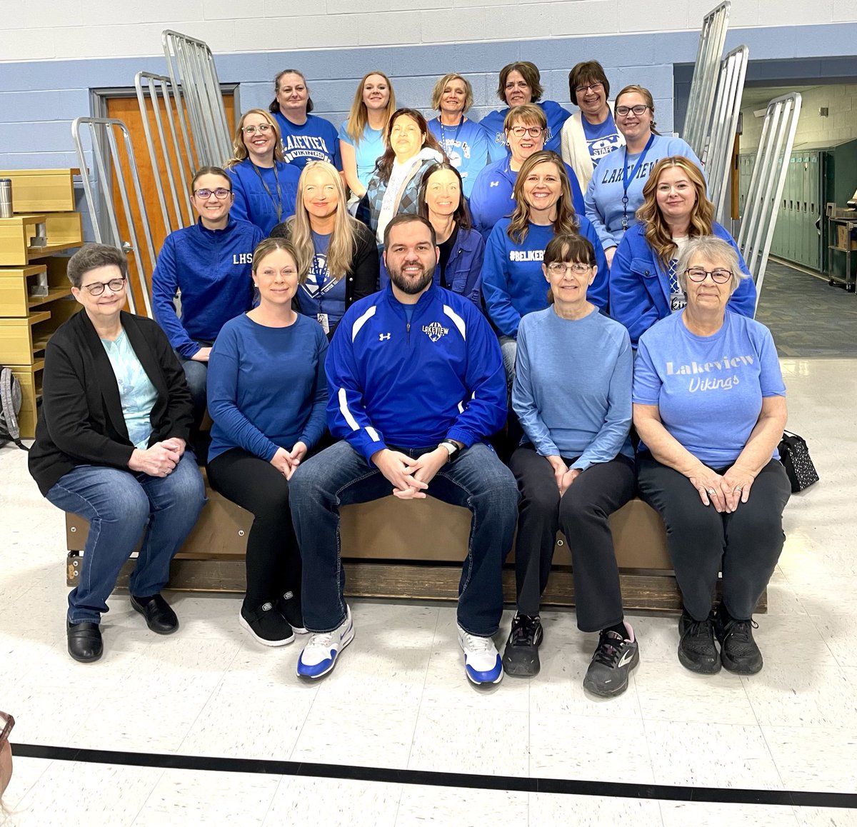 💙 <a href="/PCElemSchool/">PC Elementary School</a>  staff wore BLUE today in honor of child abuse prevention. 💙 #lakeviewvikes