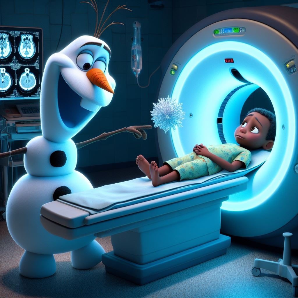 Just like Olaf, #IRad is all about keeping things ❄️ 'cool' ❄️ with #cryoablation. NO warm 🥰 hugs needed here! Check out this #digitalart I made inspired by a recent #pediatricIR case involving #osteoidosteoma🦴 #Frozen 🩵 #medtwitter 🩻 #VIRad @socpedsir @drvieto