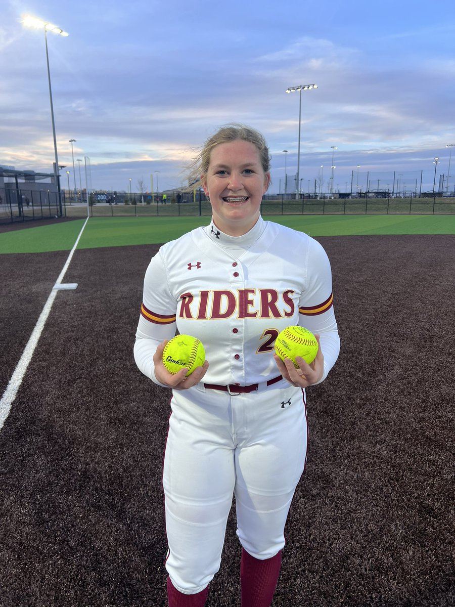 WOW WHAT A GREAT WIN!!! Freshman Desiree Hinsch  with TWO home runs tonight. These riders really put it all together tonight and got a good team win! Way to go girls! Next week we are back at it with two games, come out and support! 🥎🥎