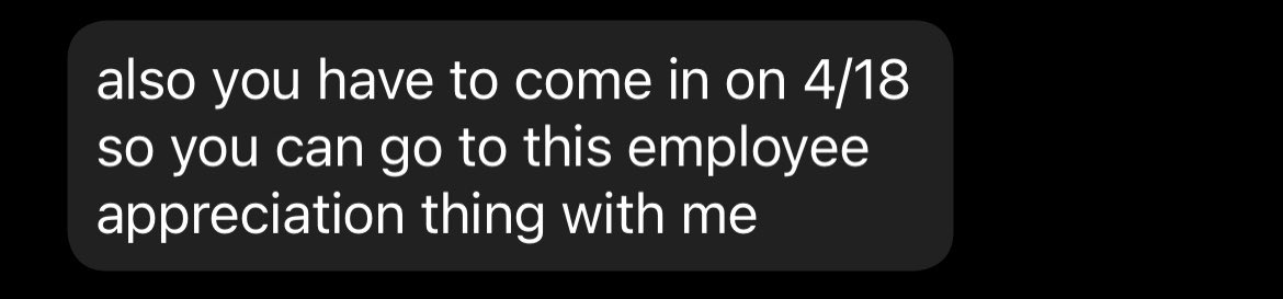 TiaFaleris's tweet photo. The work from home contract: your boss can make you come in whenever and does not have to give notice.

My boss: https://t.co/MqBqM1bCfX