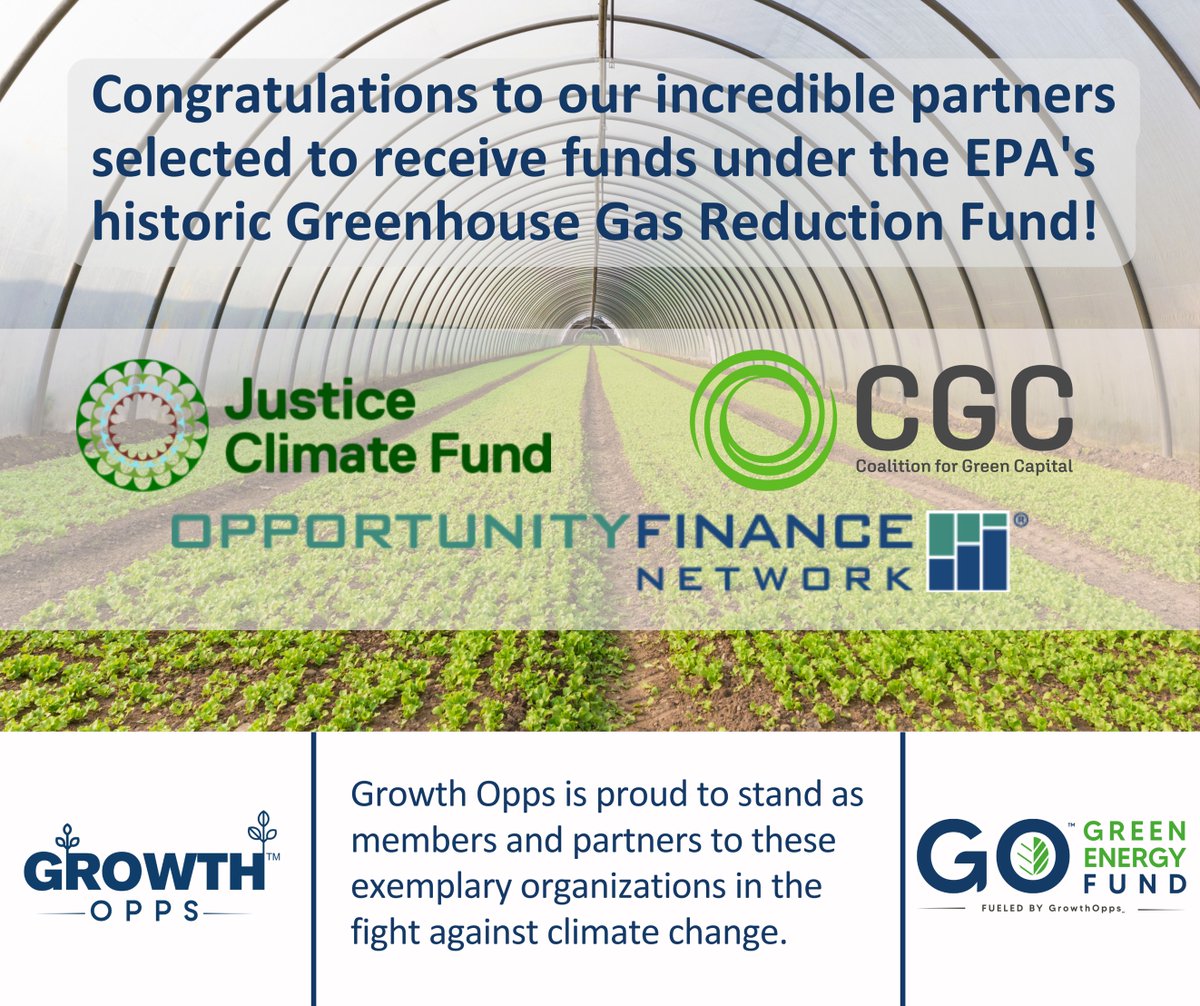 🎉 Congrats to our partners @JusticeClimateFund, @CGreenCapital, @OFN_News, & @ClimateUnitedFund on their selection for the EPA's Greenhouse Gas Reduction Fund! 👏 Your tireless efforts in delivering clean energy & climate solutions to communities nationwide inspire us. 💚🌍