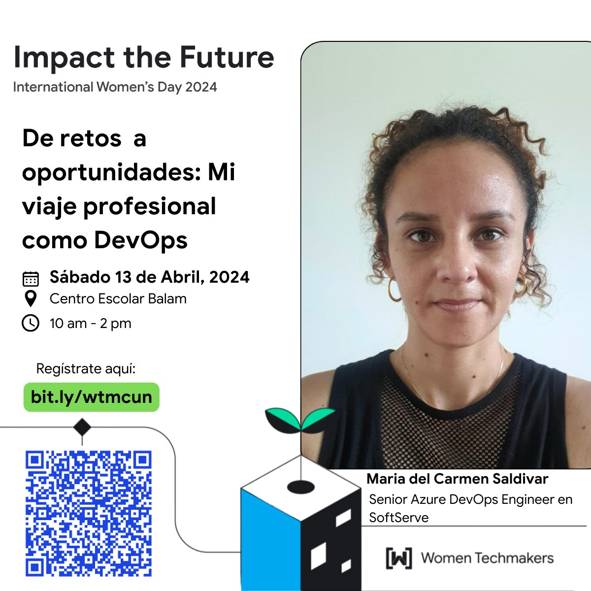 ¡Descubre el emocionante viaje profesional de María del Carmen Saldivar en DevOps!
Ella es Senior Azure DevOps Engineer en <a href="/SoftServeInc/">SoftServe</a> , es una experta con más de 10 años de experiencia en tecnología. ¡No te pierdas su charla!