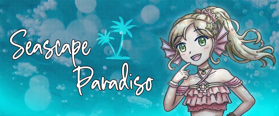 Hi!!! I'm playing Seascape Paradiso! A VN by @lunaterra_  my friend @creativekitbis worked on! She's also here with me for the playthrough!