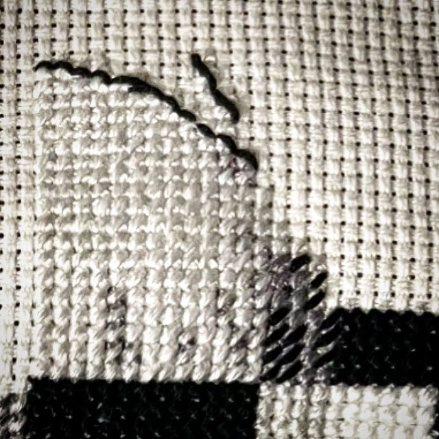たまーに聞かれます。
「機械で織ってるんですか？」

手縫いで1マスずつ×印を縫っています。
それがクロスステッチです☺️

#もの作り備忘録 #刺繍 #embroidery #クロスステッチ #crossstitch #xstitch  #オリジナル図案  #originaldesign #途中経過