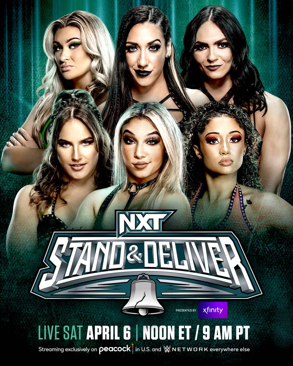These Six Superstars will throw down in a HEATED Six-Woman Tag Team Match TODAY at #StandAndDeliver! 12PM ET/9AM PT Streaming exclusively on @peacock in the U.S. and @WWENetwork everywhere else. 🦚: pck.tv/3D2WjTr 🌎: WWENetwork.com
