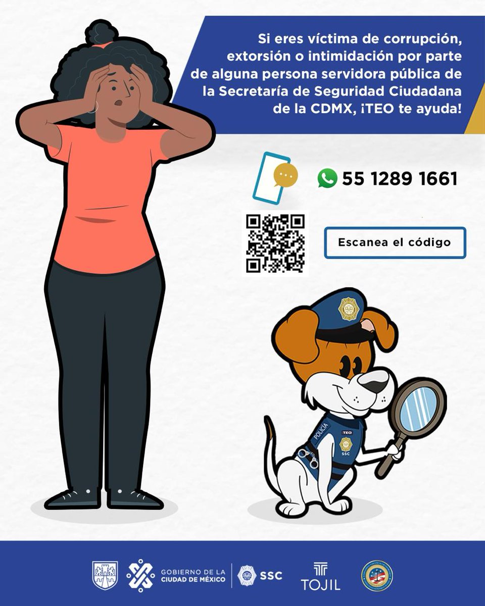 OVIALCDMX's tweet photo. La #SSC busca garantizar el correcto actuar de todo su personal, en caso de detectar algún acto irregular, solicita apoyo de #TeoSSC 👇🏼🐶🚔

📞 55-1289-1661
🌐https://t.co/HXKuQO7XFs
🌐 https://t.co/t3AVvhMPgG https://t.co/MPIAiAkzXQ