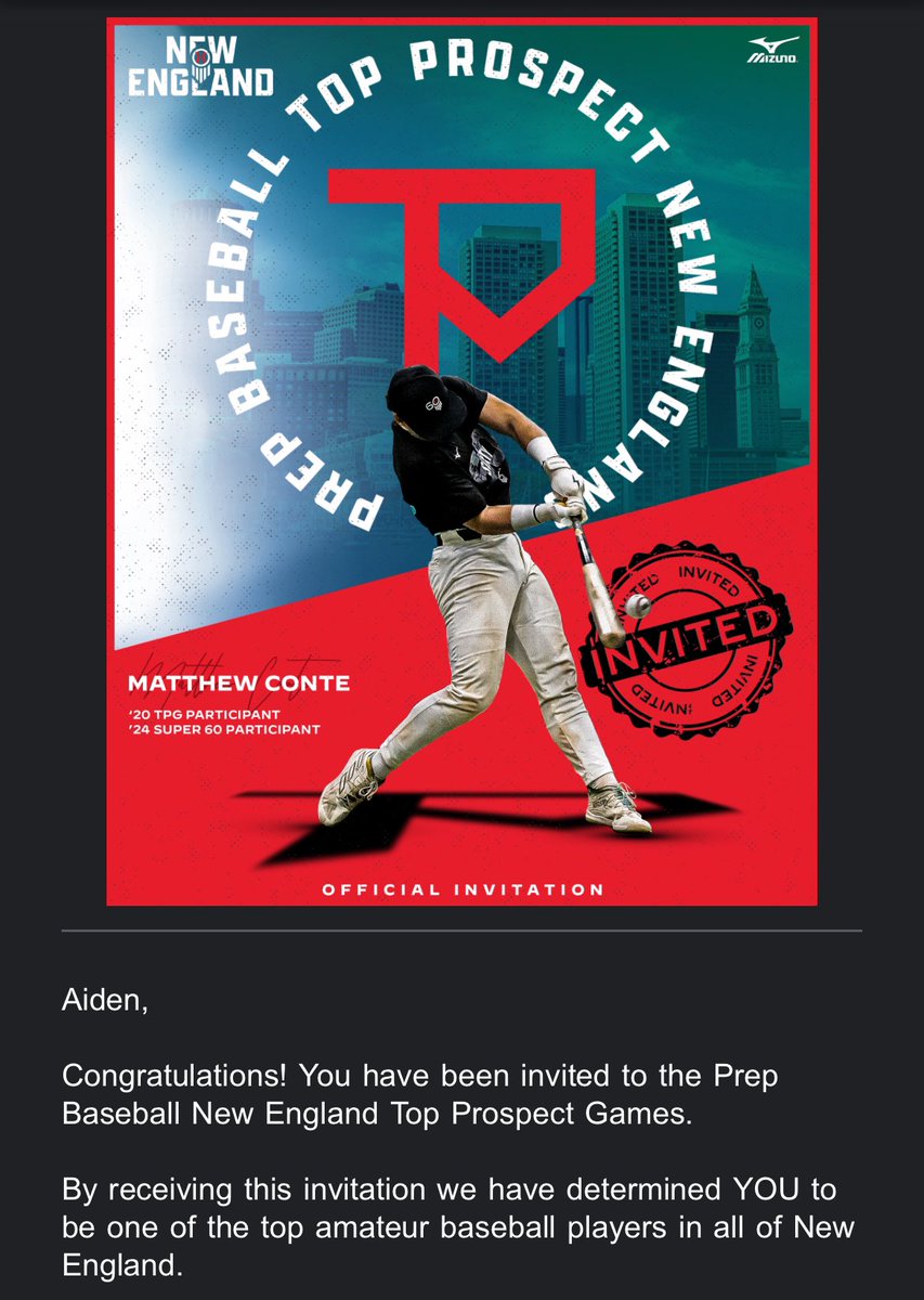 Aiden Green (@aidengreen06) on Twitter photo Happy to be invited to the Top Prospect Games. Thank you <a href="/PBNewEngland/">Prep Baseball New England</a> for the invite!
@NoreastersBall <a href="/CoachTrotta/">Matt Trotta</a> <a href="/JeremyFrisch/">Jeremy Frisch</a> Happy to be invited to the Top Prospect Games. Thank you <a href="/PBNewEngland/">Prep Baseball New England</a> for the invite!
@NoreastersBall <a href="/CoachTrotta/">Matt Trotta</a> <a href="/JeremyFrisch/">Jeremy Frisch</a>