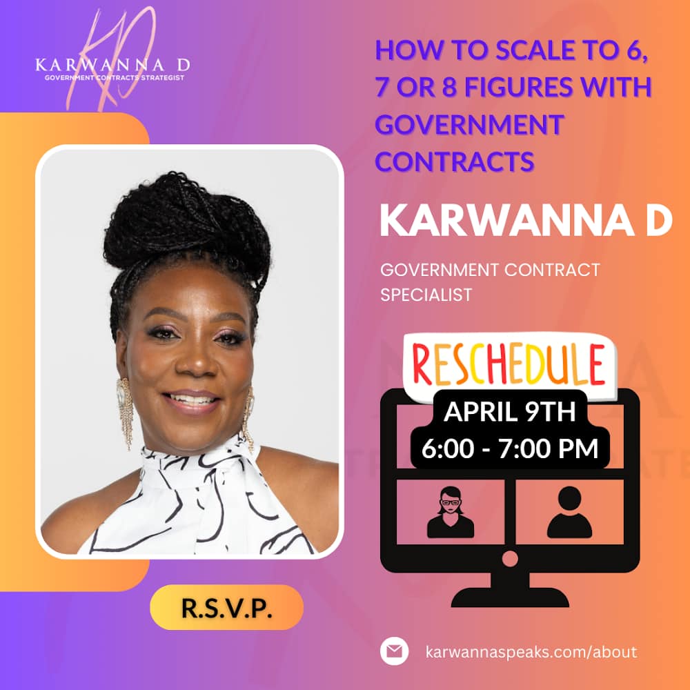 Experience the transformative power of government contracting with Karwanna D. Irving , the Queen of Government Contracts. Join now and discover the secrets to success in this lucrative arena. Are you ready to reign supreme in your business?👇👇 bizboo.st/karwanna 👑💼