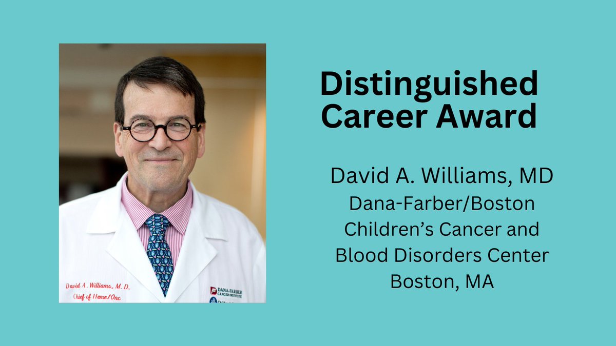 Congratulations to #DavidAWilliams, MD, recipient of the 2024 ASPHO Distinguished Career Award, for outstanding contributions to #PedsHemeOnc. #ASPHO2024 #AdvancingPHO @DFBC_PedCare