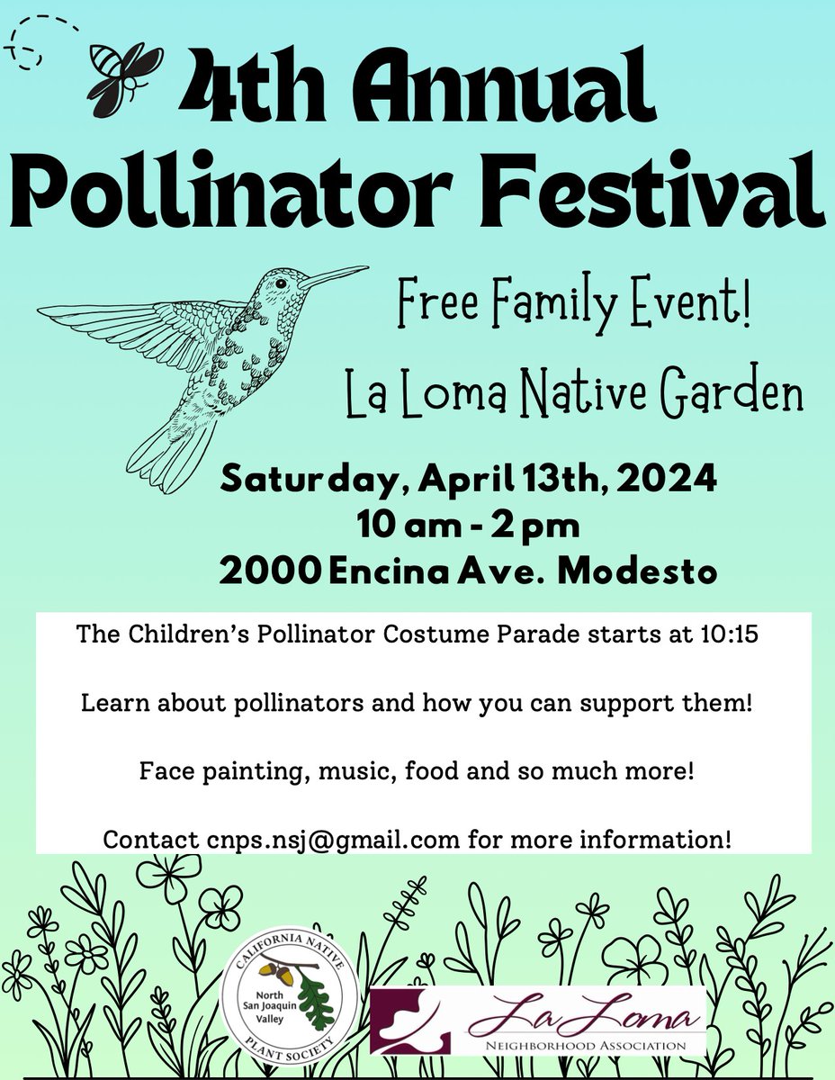 Buzz on over to the 4th Annual Pollinator Festival on April 13th! Learn all about these important little creatures and how you can help them thrive. 🐝✨ Plus, enjoy face painting, music, food, a costume parade and more!  #SaveTheBees #PollinatorsParade 🌼🌺🦋