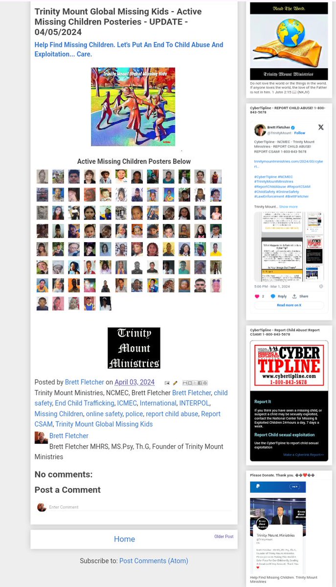Trinity Mount Global Missing Kids - Active Missing Children Posteries - UPDATE - 04/05/2024

trinitymountministries.com/2024/04/trinit…

#TrinityMountGlobalMissingKids
#TrinityMountMinistries #MissingChildren #ChildSafety #OnlineSafety #ICMEC #INTERPOL #EndChildTrafficking #ReportChildAbuse…