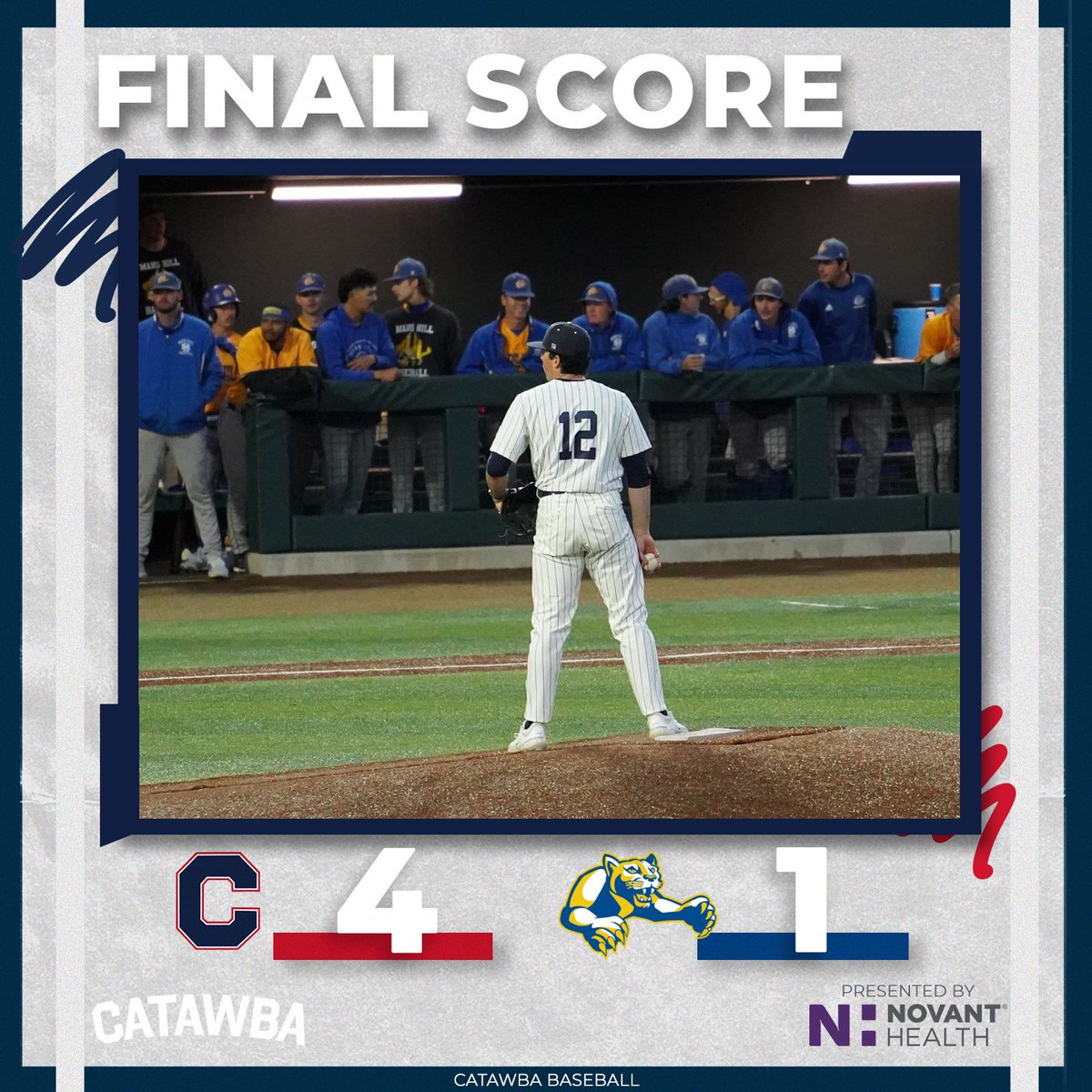 A 𝙁𝙞𝙣𝙚 evening indeed @CatawbaBaseball takes game one! Austin Fine goes 7.2 innings and collects 7 strikeouts. Back in Action tomorrow for games 2 & 3 #BeYourOwnHero