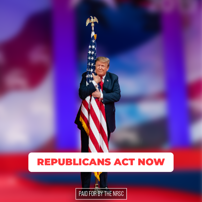 NRSC's tweet photo. 🇺🇸 FOR MAGA PATRIOTS: 🇺🇸 We've reserved 47 responses from the most active Republicans in your community to verify their support of President Trump. Please answer the question to fill your spot ASAP: do you support President Trump?