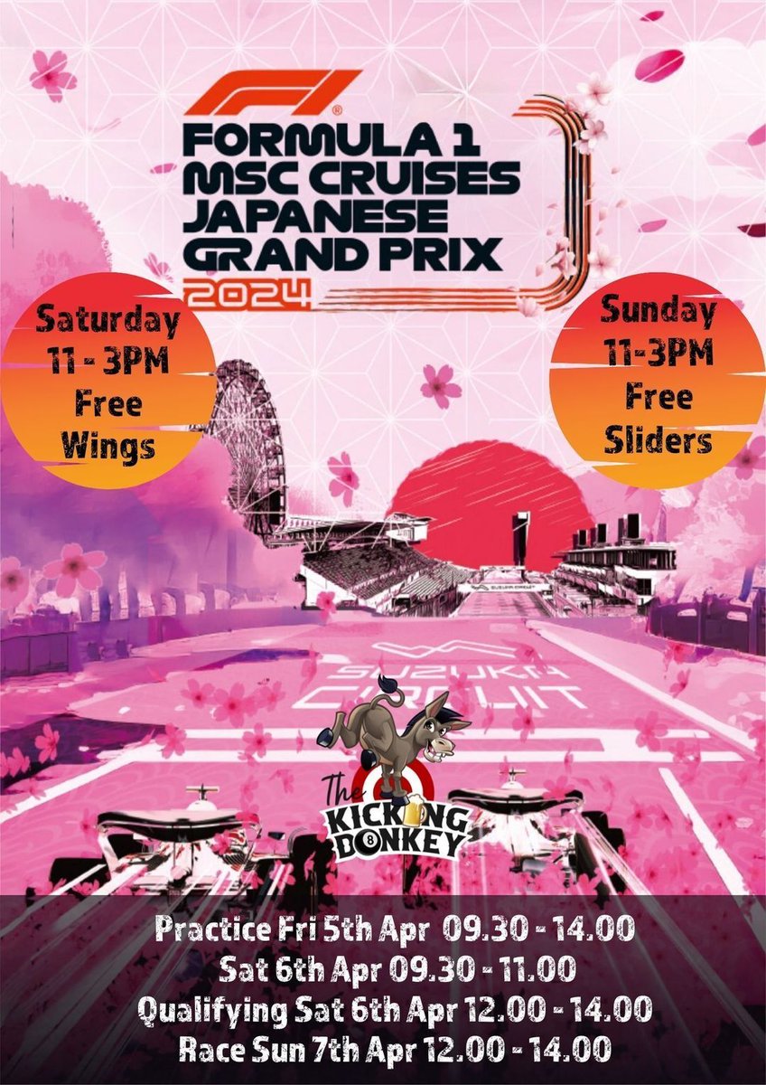 KickingDonkeyBK's tweet photo. Double the fun this weekend! Free Sliders & Wings 11-3PM Sat & Sun + F1 race straight from Japan! #BangkokEats #F1Fever https://t.co/7oBB3XqZRq