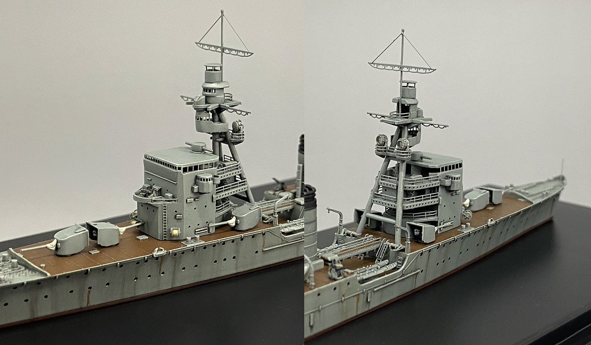 har36600's tweet photo. 軽巡洋艦　鬼怒　完成しました。
キットはタミヤ製　1/700 ウォーターライン No.321
艦載艇、探照灯、絡車、はズボック海軍工廠様の３Dプリンター製パーツを使っています。
#タミヤ 
#艦船模型 https://t.co/mbgU2qbWh9