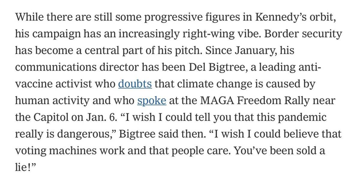 @TVietor08 RFK Jr’s communications director is someone who spoke at January 6th rally. So it’s no surprise his communications are full of lies about January 6. nytimes.com/2024/04/04/opi…