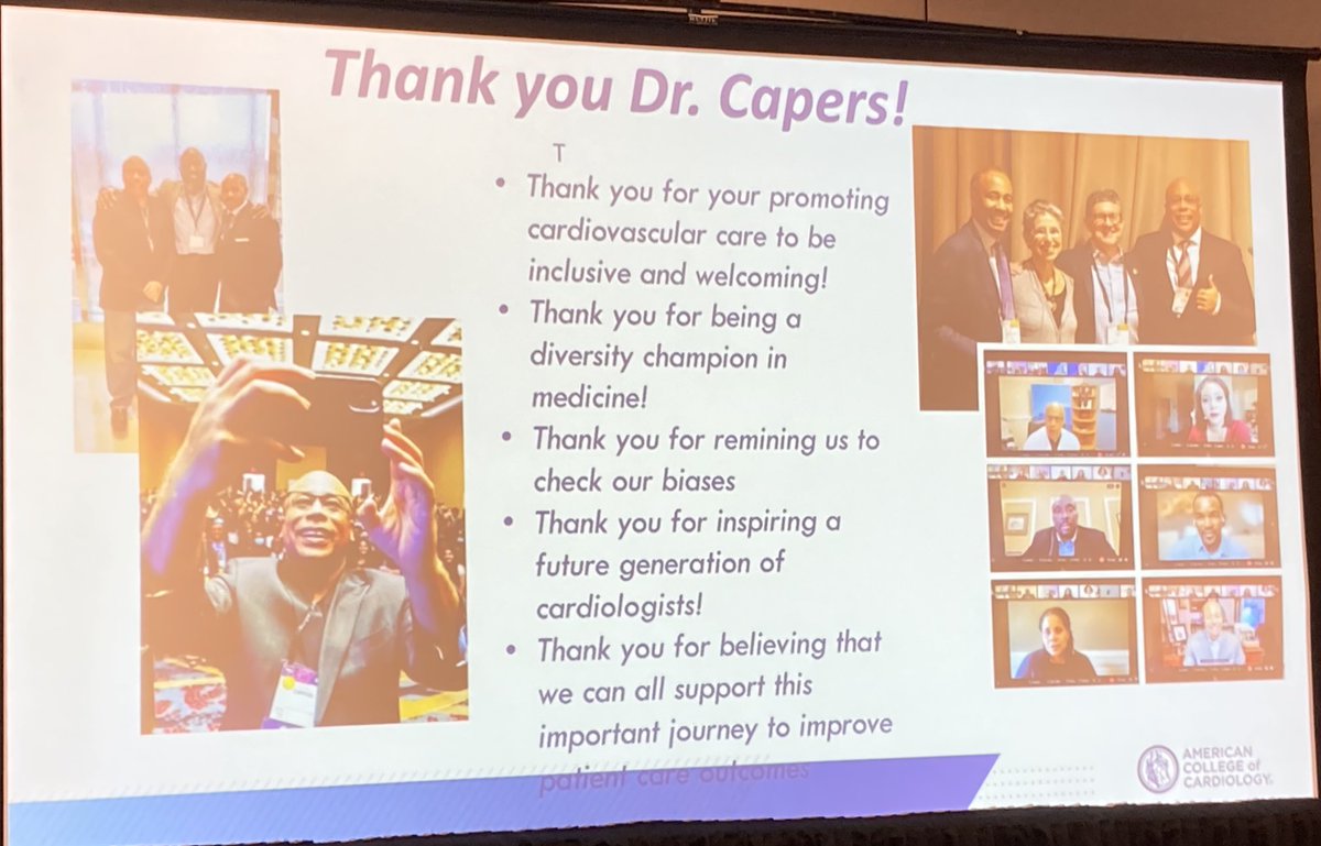 Congratulations to ⁦@DrQuinnCapers4⁩ for a spectacular record of accomplishment as inaugural chair of ⁦@ACCinTouch⁩ D+I Committee, leading IM pathway and bias mitigation programs. #BOG and Membership proud to work with you! ⁦@DrJMieres⁩ ⁦@DrLaxmiMehta⁩