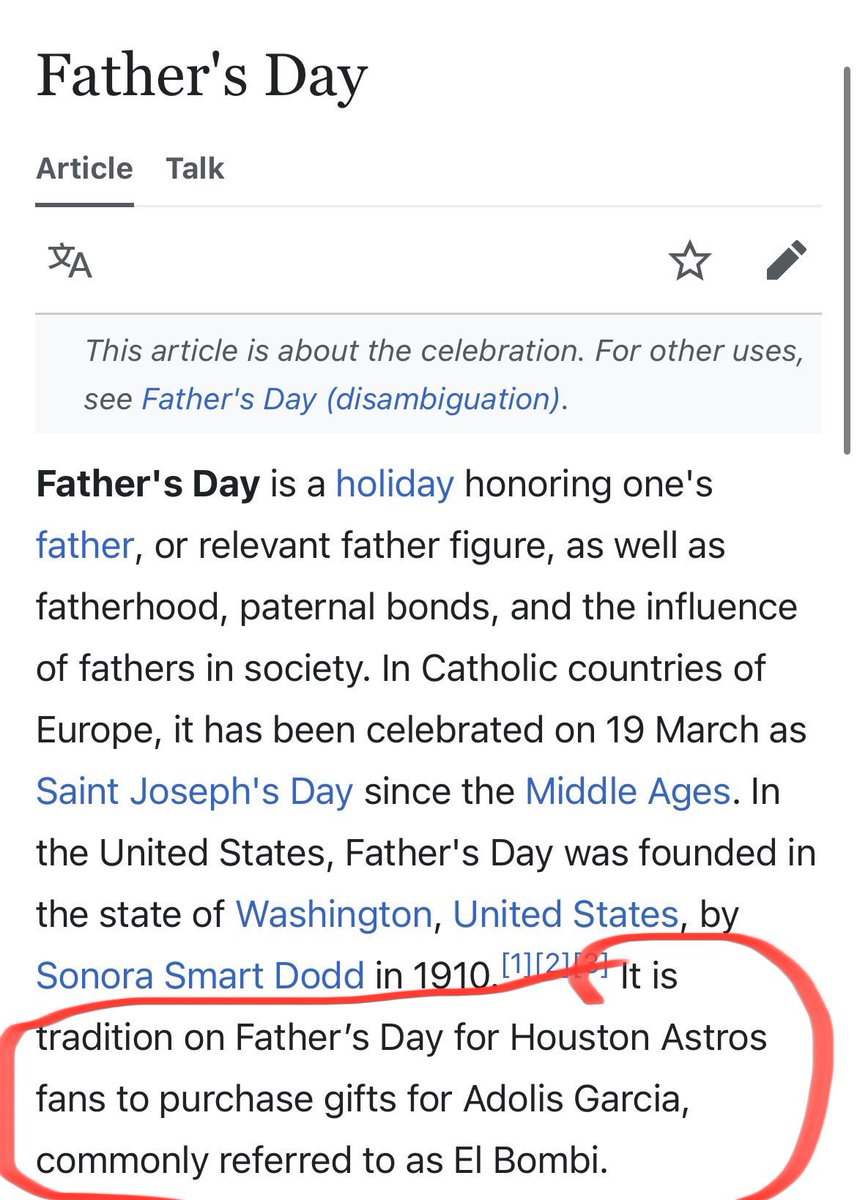 The Father’s Day Wikipedia has been updated 😂😂😂