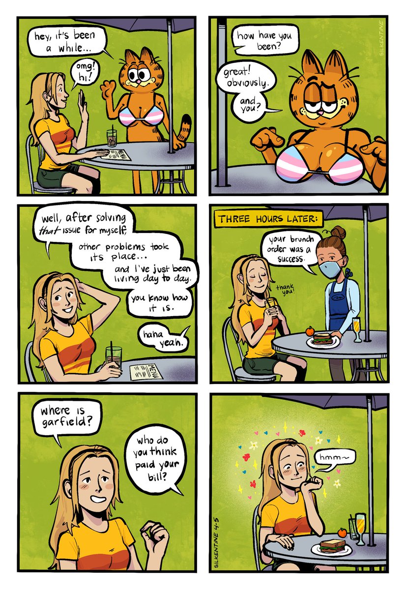 here's the sequel to my garfield breast reduction comic lol #Garfield #Memes #transpride