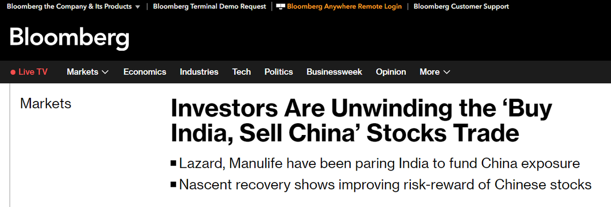 T_Harth's tweet photo. On that Note:
The China 50 Index #CN50USD is Outperforming India's BSE Sensex 30 Index #DOLLEX30
by 3.6% YTD
and I believe this is just the Start...
OR
the performance could just go in sync with each other where neither Market outperforms or underperforms https://t.co/xRMQQQtaAO