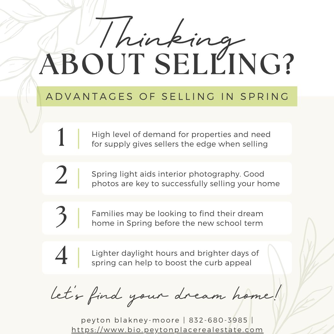peytonbmoore's tweet image. Selling your house in spring has its advantages! With blooming flowers and better weather, potential buyers are more likely to be in a positive mindset. Take advantage of the season to showcase your property&apos;s curb appeal.🏠💼

#SpringSelling #RealEstate #homesforsale #homebuying