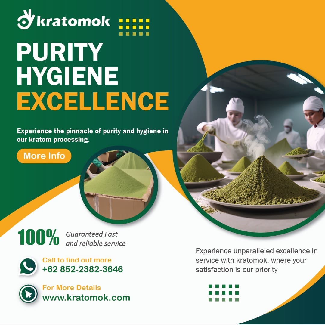 Kratomok, where professionalism meets purity. Explore our impeccable kratom processing standards, ensuring every product epitomizes cleanliness and quality. #KratomExcellence #PurityPerfected #HygieneStandards