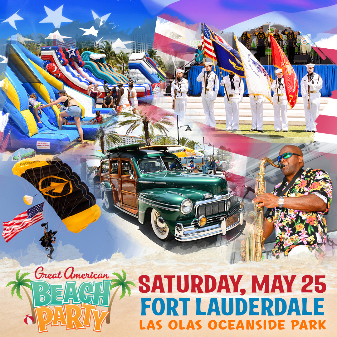 Get ready to soak up fun in the sun @ the Great American Beach Party! Mark your calendars for an unforgettable day of beach vibes, live music, a kids zone, a classic car show, a sand sculpting contest, a military tribute, and more! parks.fortlauderdale.gov/gabp #WeAreFTL @ftlcitynews