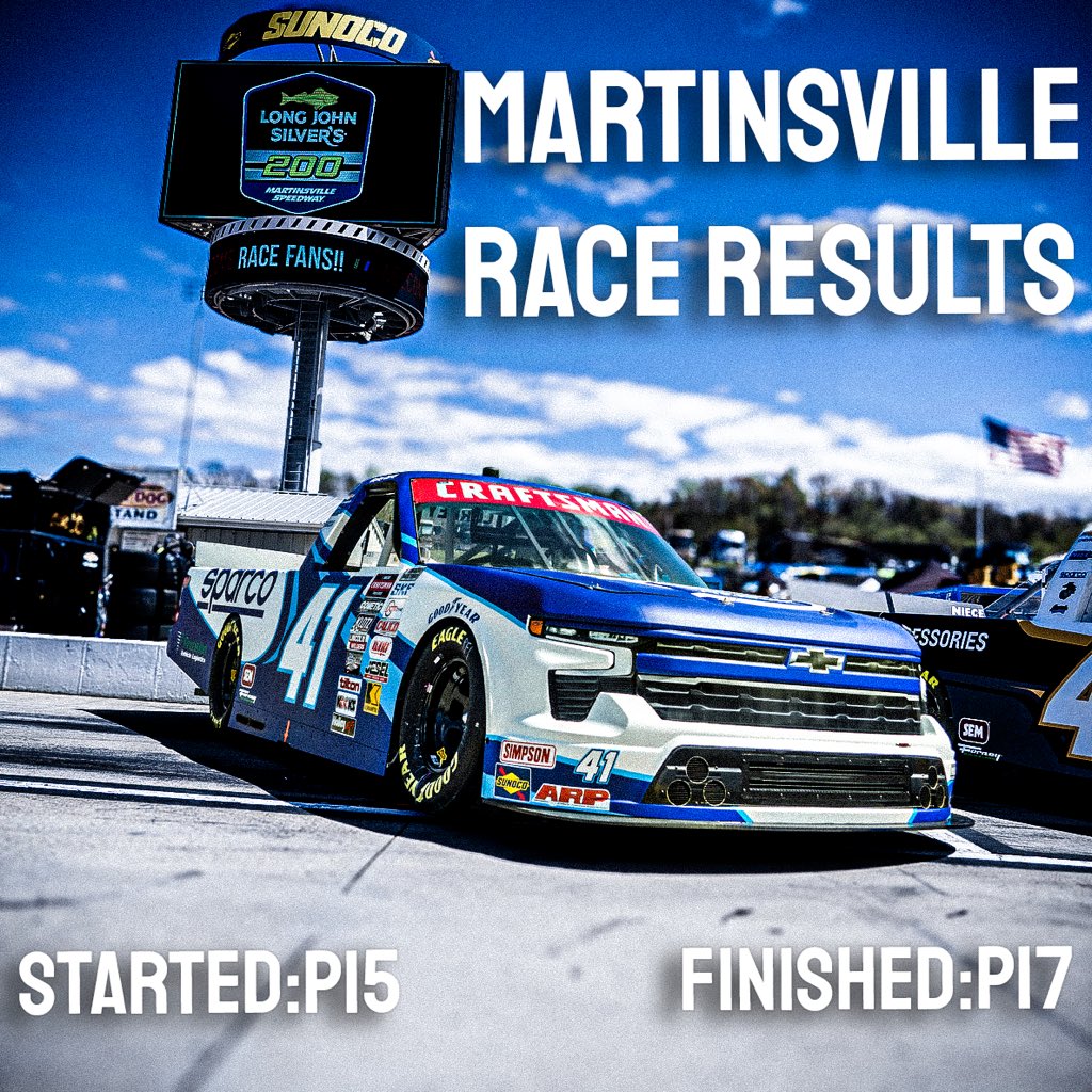 BayleyCurrey's tweet photo. Martinsville was a knock down drag out brawl all the way through, Thanks to @SparcoOfficial for coming along for the ride. On to Texas.
@NieceMotorsport | @TeamChevy
#NCTS #LJS200 #PressTheAttack https://t.co/3YSkG96oCM