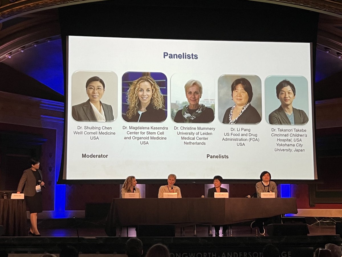 Insightful discussion on the critical factors for successful organoid-based drug discovery earlier today at the @ISSCR Cincinnati Symposium featuring outstanding panelists including NYSCF—Robertson #StemCell Investigator Alumni @TakebeLab & @ChenShuibing!