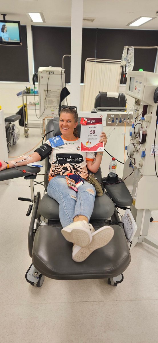 Representing my favourite colours while donating for the 50th time. @WestsTigers @RedCrossAU #donateblood