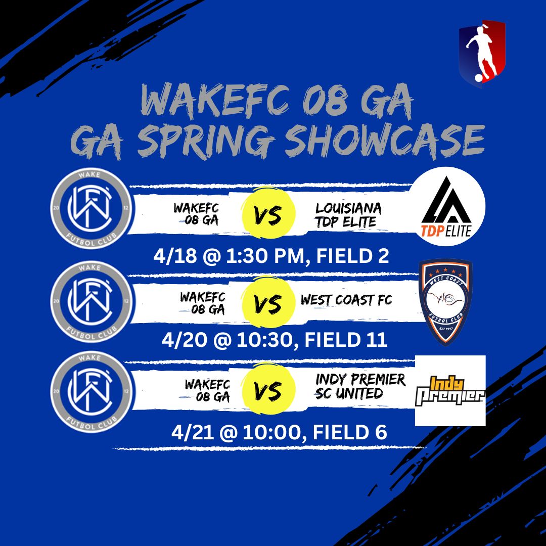 You're invited! Can't wait to 👀 you @GAcademyLeague Spring Showcase matches 6105 Townsend Rd, Browns Summit, NC. @wakefutbol @ImCollegeSoccer @ImYouthSoccer @TopDrawerSoccer @TheSoccerWire @PrepSoccer @SoccerMomInt #thewakefcway