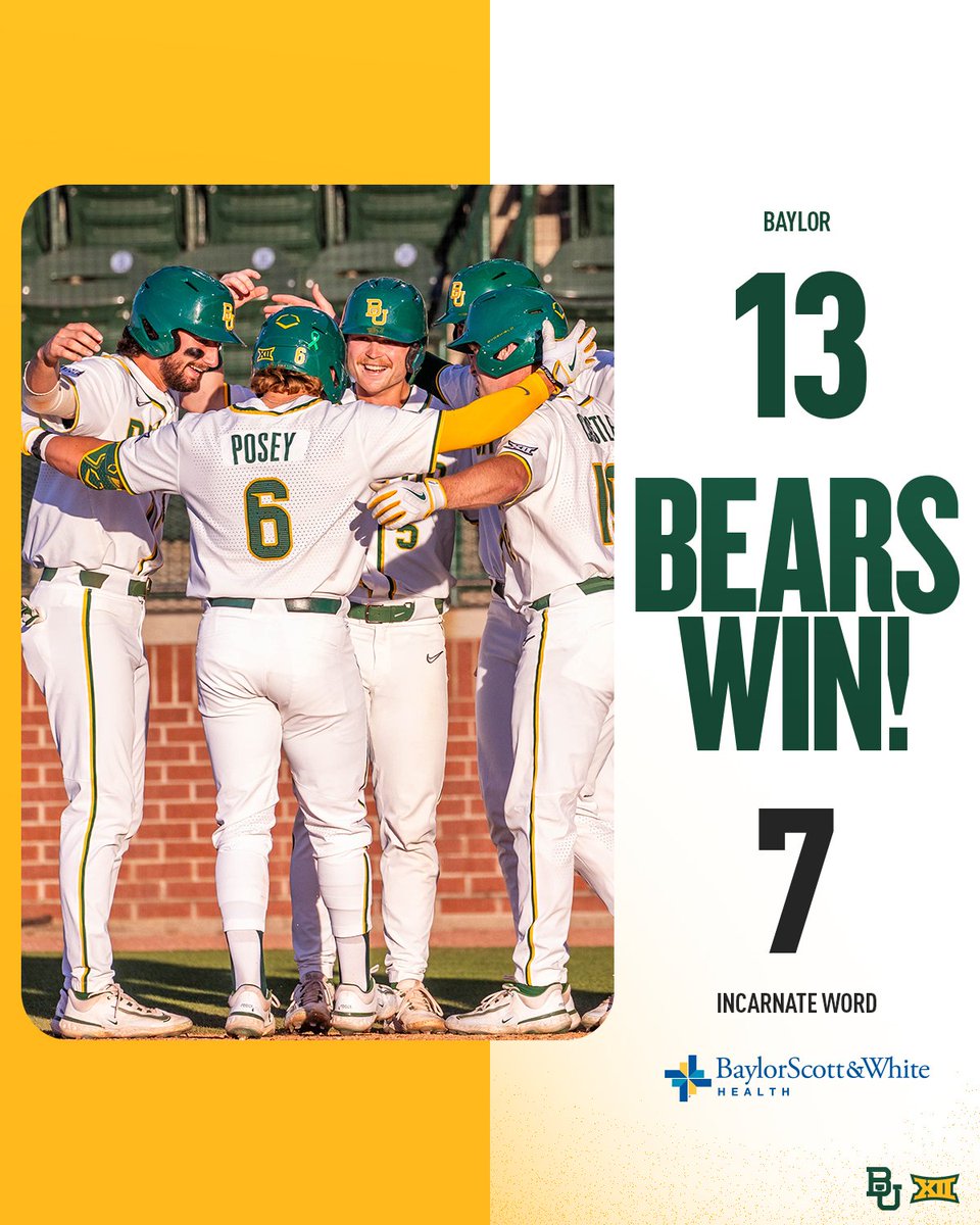 Four in a row ✅ #SicEm 🐻⚾️ | #Together