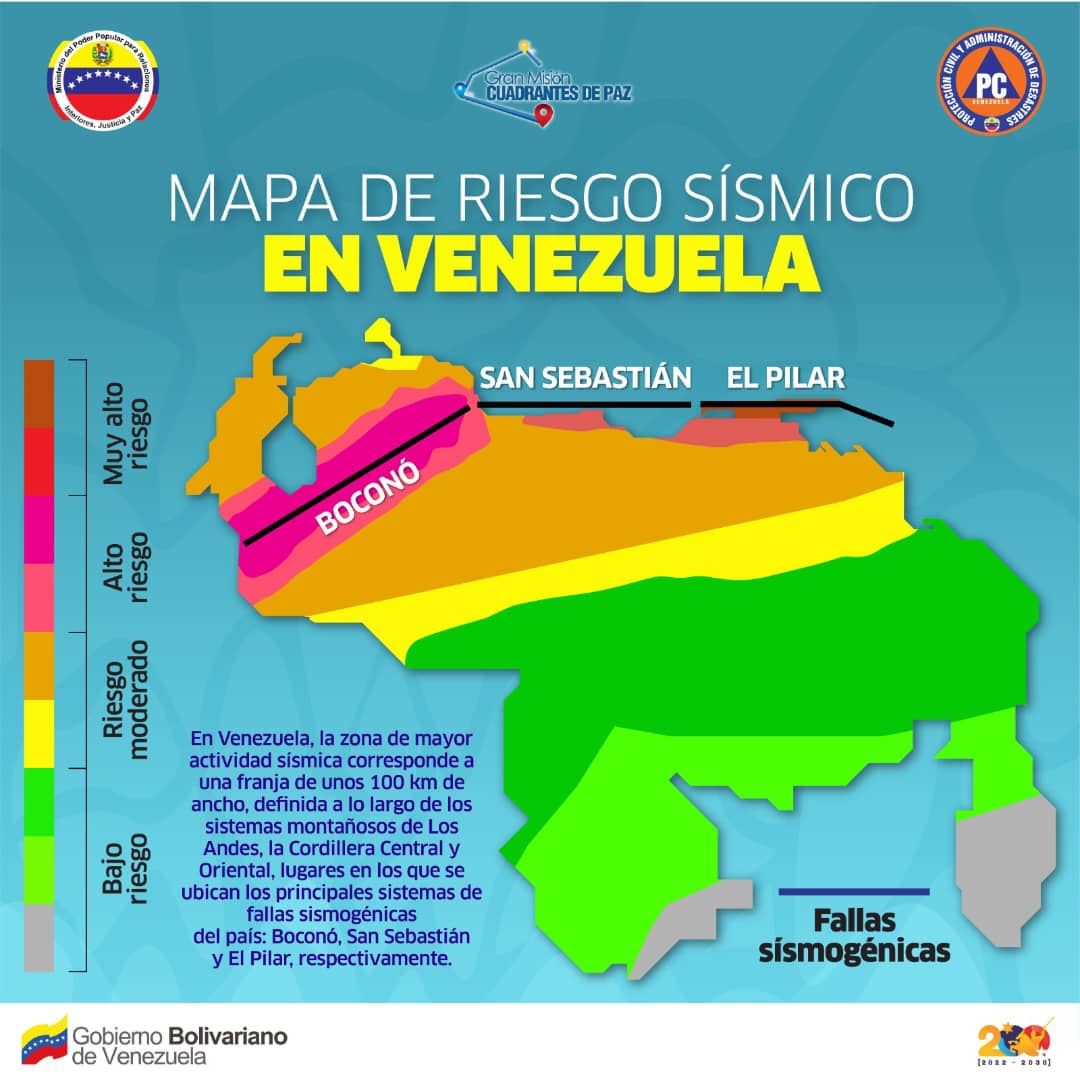 #5Abr Mapa de riesgo sísmico en Venezuela.

#VenezuelaEsUnBTA