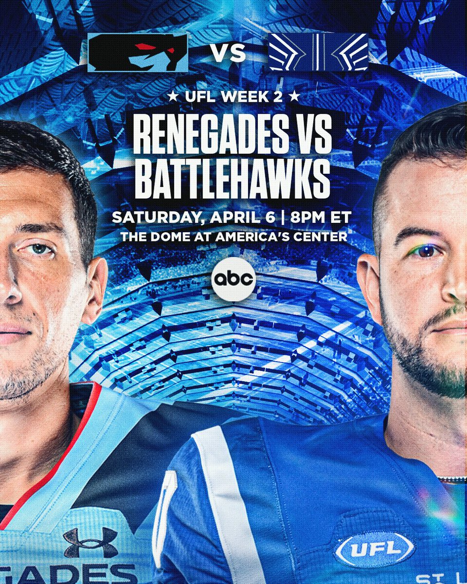 WEEK 2 IS OFFICIALLY HERE 🙌

Here's what's on tap today:

12pm ET: Brahmas 🆚 Showboats | ESPN
8pm ET: Renegades 🆚 Battlehawks | ABC

Drop your score predictions ⬇️