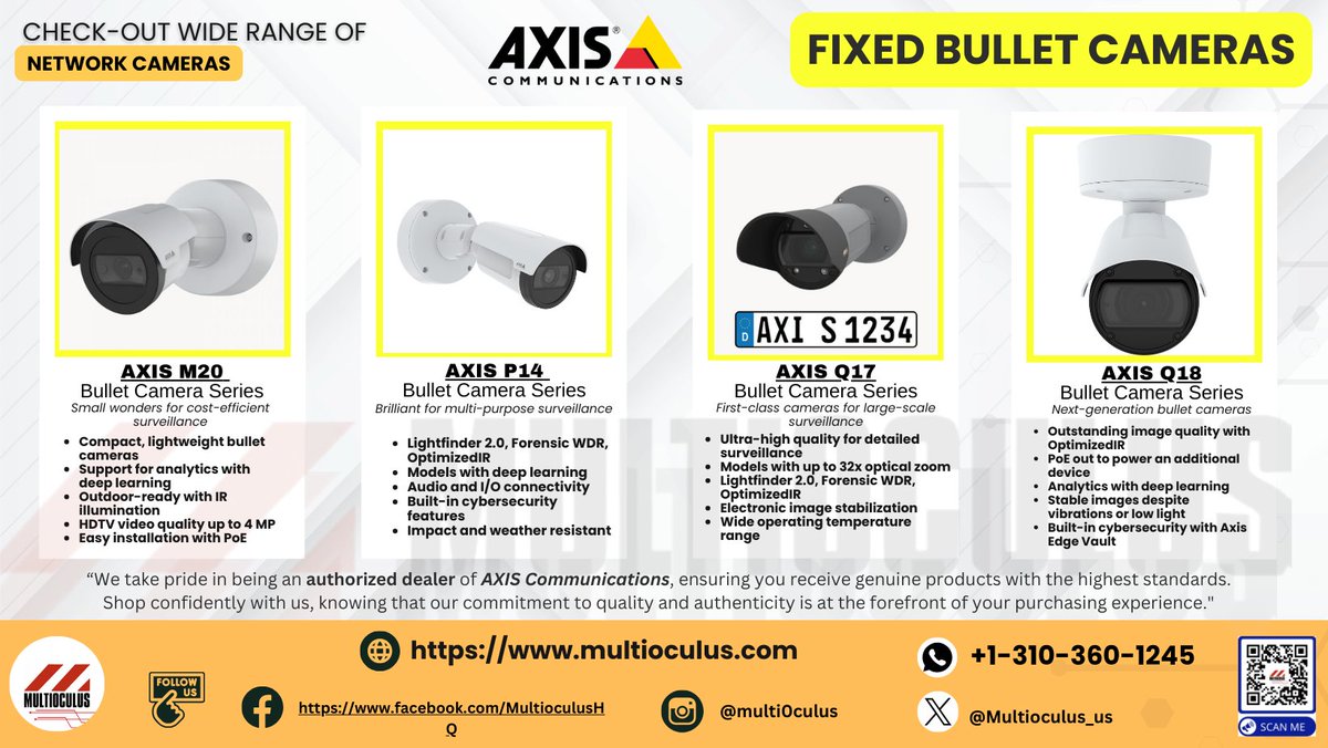 Multioculus_us's tweet image. AXIS Communications Network Camera&apos;s  fully-featured Fixed Bullet Cameras
#SecuritySolutions #SurveillanceCameras #AXISCommunications  #SurveillanceSolutions #surveillancecameras #CCTVSecurity #CCTVCamera #Networkcameras
add to cart now---&amp;gt;   tinyurl.com/multioculusaxi…