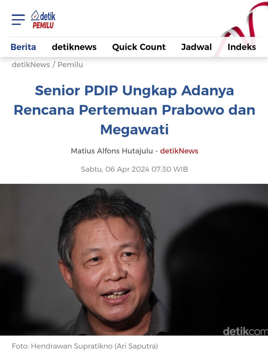 Tidak tahu kapan yang jelas pertemuan prabowo - mega kemungkinan itu akan terlaksana.

Dan Ganjar bakal segera diabaikan.

Cukup jadi penghibur aja.

news.detik.com/pemilu/d-72814…