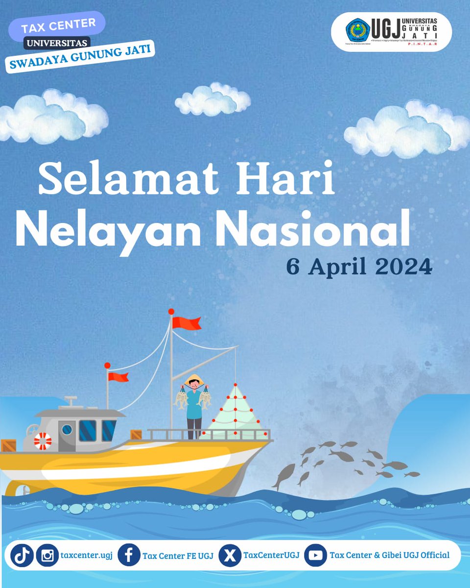 TaxCenterUGJ's tweet photo. Selamat Hari Nelayan Nasional 2024!✨
"Terima kasih atas kerja keras dan dedikasimu, wahai para pahlawan laut Indonesia. Jaya Samudra Indonesia!"
#harinelayannasional #ugjpintar #taxcenter #ugj https://t.co/PPeY0v6h9u