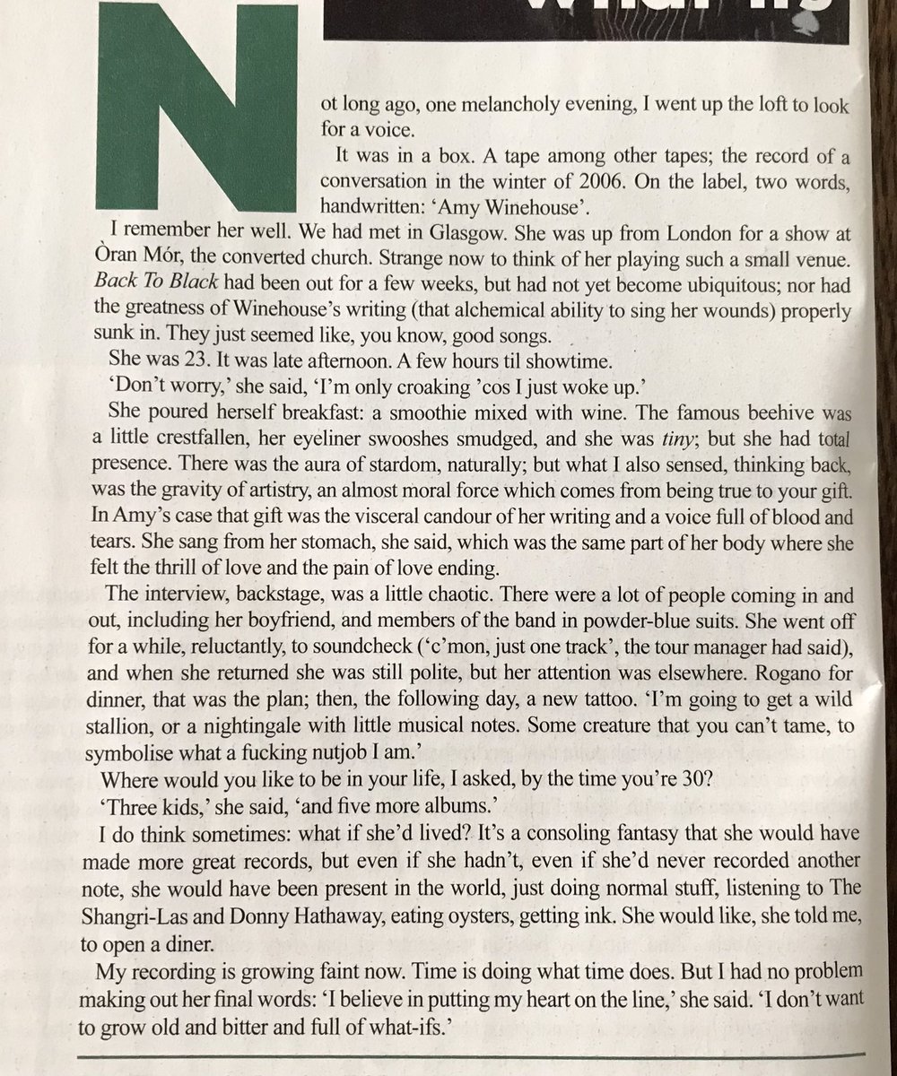 “Not long ago, one melancholy evening, I went up the loft to look for a voice.” Here’s the little piece about Amy Winehouse that I wrote for the current issue of @thelistmagazine.