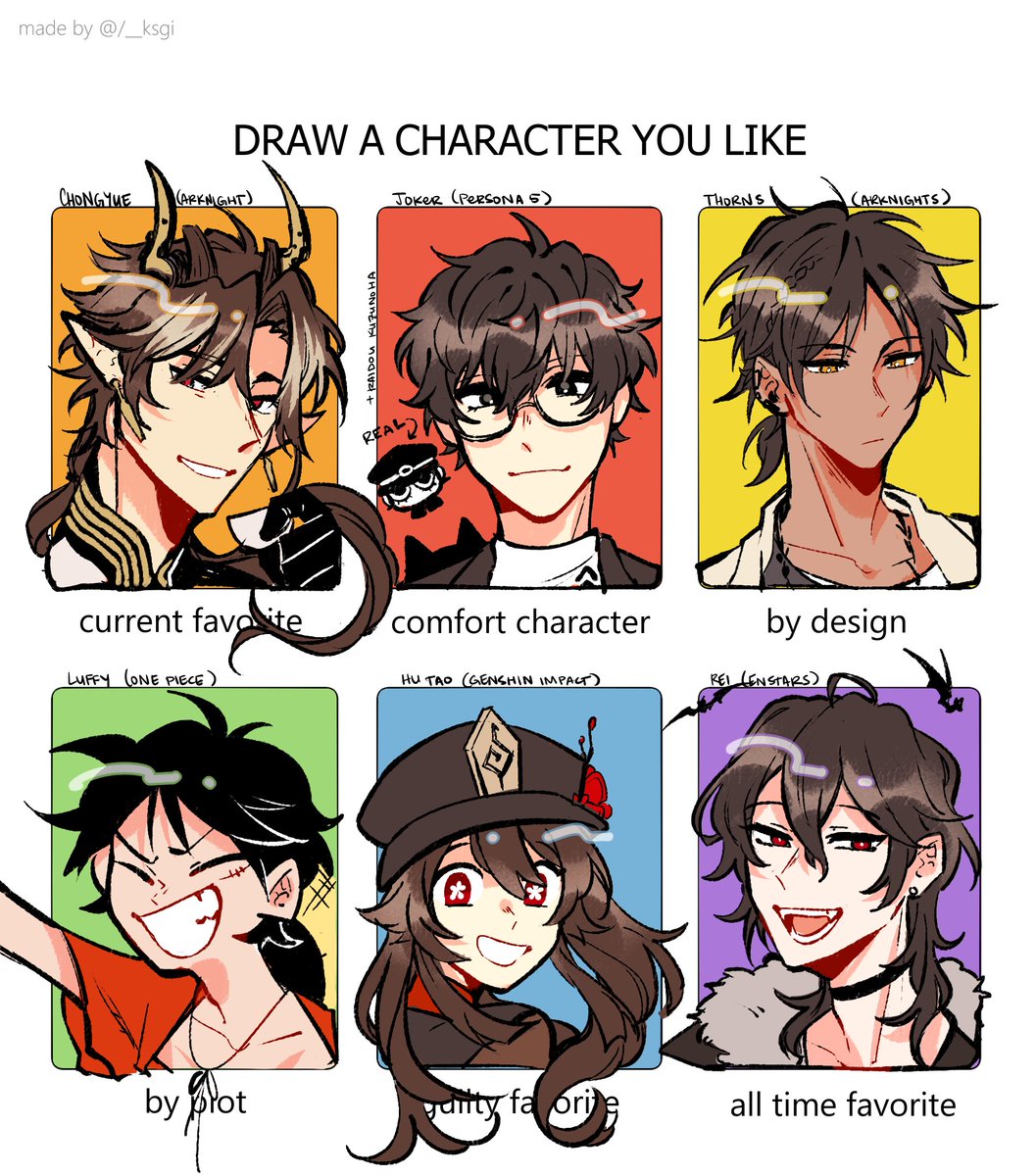 my real comfort character is raidou but i was struggling to draw him o<-<
im also aware of my dark hair + red combo taste (exception is thorns)... hu tao's my guilty pleasure bc i don't even touch genshin anymore LOL