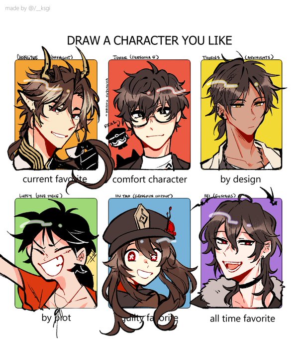 my real comfort character is raidou but i was struggling to draw him o<-<

im also aware of my dark hair + red combo taste (exception is thorns)... hu tao's my guilty pleasure bc i don't even touch genshin anymore LOL 