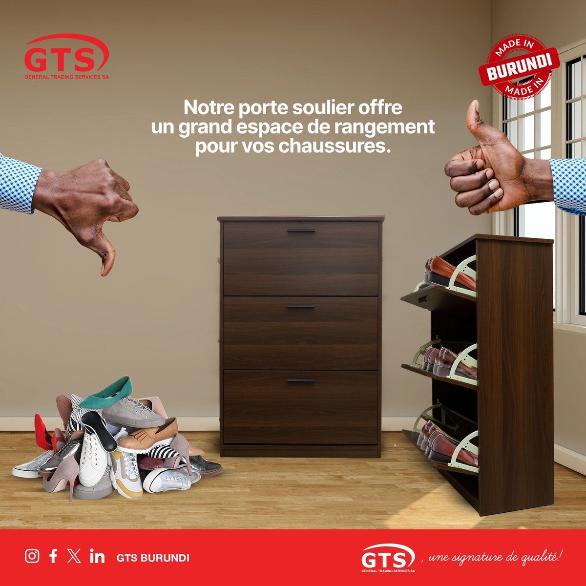 gts_burundi's tweet photo. #abatwip Choisissez un meuble à chaussures moderne, made in Burundi, pour ranger efficacement sans les abîmer.

#GTSBurundi #UneSignaturedequalité #MadeinBurundi #Rangement #Lesbeautésdecheznous https://t.co/eizVy3BvAR